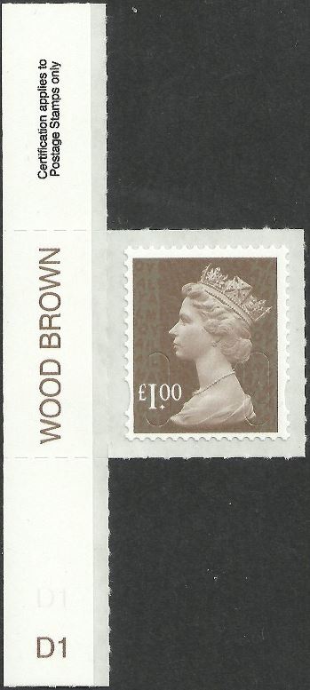 2015 GB - SGU2934-15-B £1 Wood Brown (D) 2B M15L Colour Tab MNH